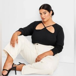 Future Collective: Kahlana Barfield Brown Bodysuit, Keyhole Front, NWOT Sz 4X